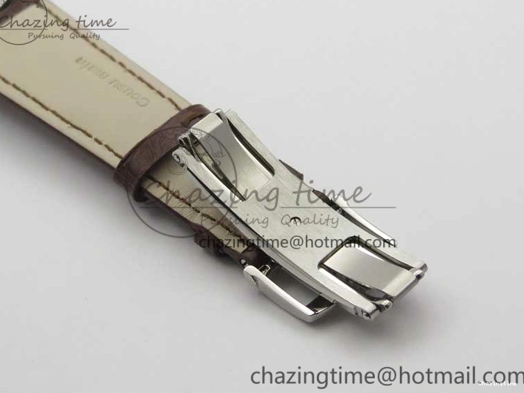 0302 Villeret 6654 SS Complicated Function OMF 1:1 Best Edition White Dial on Brown Leather Strap A6654 V Popular 7904